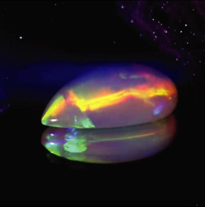 Yophine opal stone with blue background